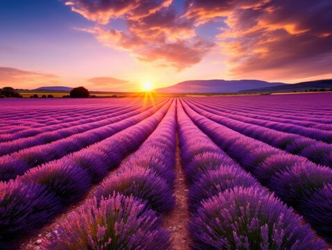 A lovely field of lavender by the light of sunset. Stunning colours. © Sebastian Studio