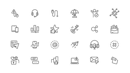 Information technology line icons collection. Big UI icon set in a flat design. Thin outline icons pack.