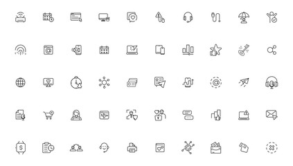 Information technology line icons collection. Big UI icon set in a flat design. Thin outline icons pack.