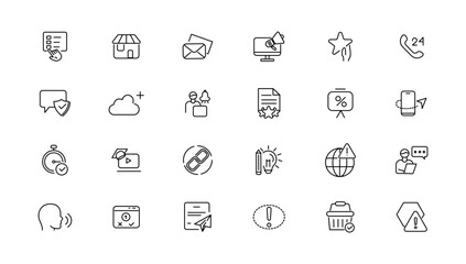 Information technology line icons collection. Big UI icon set in a flat design. Thin outline icons pack.