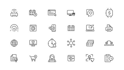 Information technology line icons collection. Big UI icon set in a flat design. Thin outline icons pack.