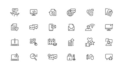 Information technology line icons collection. Big UI icon set in a flat design. Thin outline icons pack.