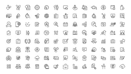 Assessment and analytics linear icons collection.Set of thin line web icon set, simple outline icons collection, Pixel Perfect icon set.
