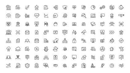 Assessment and analytics linear icons collection.Set of thin line web icon set, simple outline icons collection, Pixel Perfect icon set.