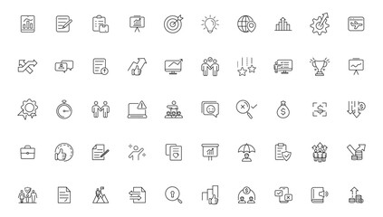 Obraz na płótnie Canvas Assessment and analytics linear icons collection.Set of thin line web icon set, simple outline icons collection, Pixel Perfect icon set.