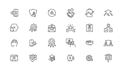 Assessment and analytics linear icons collection.Set of thin line web icon set, simple outline icons collection, Pixel Perfect icon set.