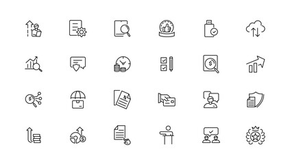 Assessment and analytics linear icons collection.Set of thin line web icon set, simple outline icons collection, Pixel Perfect icon set.