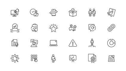 Assessment and analytics linear icons collection.Set of thin line web icon set, simple outline icons collection, Pixel Perfect icon set.