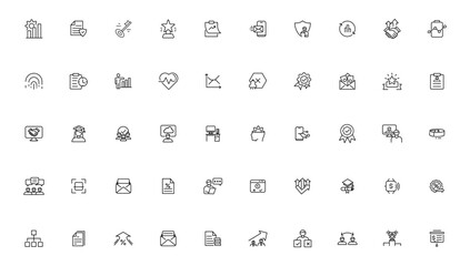 Assessment and analytics linear icons collection.Set of thin line web icon set, simple outline icons collection, Pixel Perfect icon set.