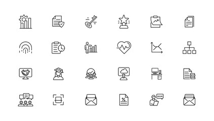 Assessment and analytics linear icons collection.Set of thin line web icon set, simple outline icons collection, Pixel Perfect icon set.