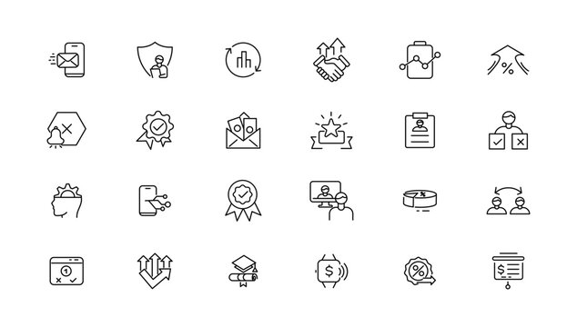 Assessment and analytics linear icons collection.Set of thin line web icon set, simple outline icons collection, Pixel Perfect icon set.