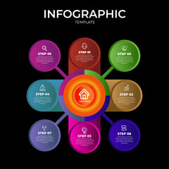 Modern flat circular diagram infographic template vector illustration	