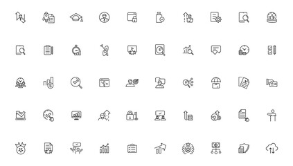Assessment and analytics linear icons collection.Set of thin line web icon set, simple outline icons collection, Pixel Perfect icon set.