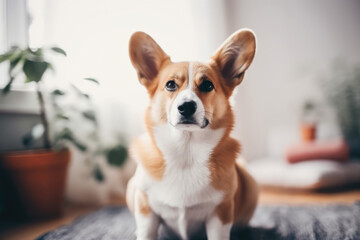 Portrait of a cute dog Welsh Corgi Pembroke
