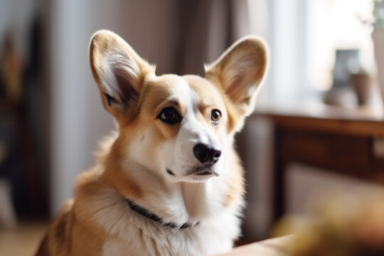 Portrait of a cute dog Welsh Corgi Pembroke