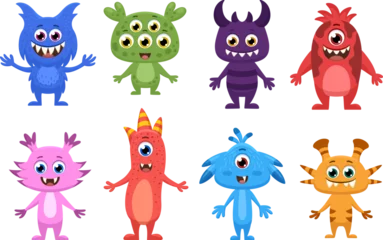 Fotobehang Cute cartoon monsters vector collection isolated on white background © Ирина Яшкирева