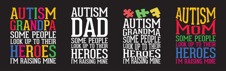 Fototapeta na wymiar Autism T shirt Design Bundle, Vector Autism T shirt design, Autism shirt, Autism typography T shirt design Collection
