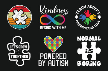 Autism T shirt Design Bundle, Vector Autism T shirt  design, Autism shirt,  Autism typography T shirt design Collection