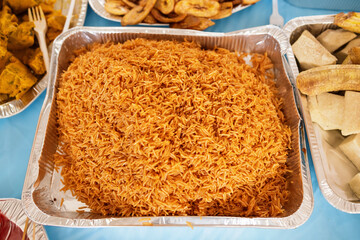 Cameroonian fried rice, African dish.