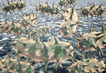 Pathogen bacteria on the surface.  3d render