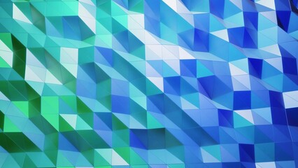 Fototapeta na wymiar stylish creative abstract low poly background. Abstract waves on glossy surface. Simple minimalistic geometric bg. Blue gradient color. 3d render