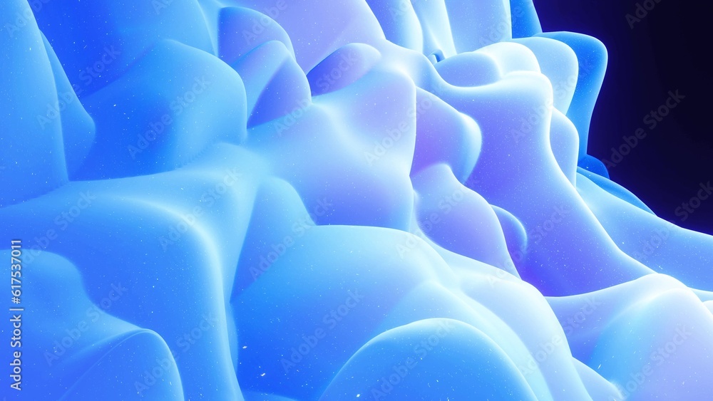 Aufkleber abstract waves of soft blue matte material with light inner glow and glitters on surface. abstract g