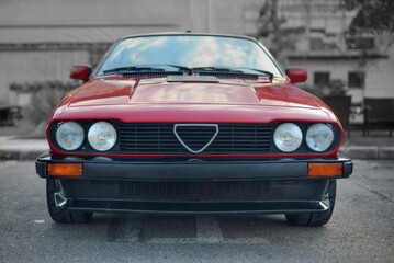 Fototapeta na wymiar A red Italian sport car from the 70s