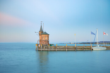 Fototapeta na wymiar Old lighthouse in the harbor of Constance, Germany.