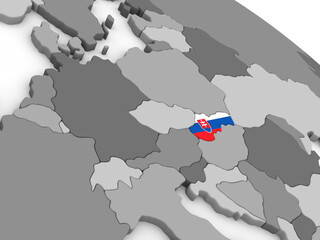 Map of Slovakia with embedded national flag. 3D illustration