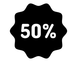 Discount icon. 50% off icon. 50% sale symbol. Percent pictogram, flat vector sign. Percentage vector icon.