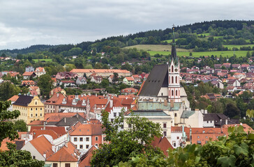 view of Cesky Krumlov from castle hill, Czech republic