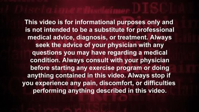 Legal disclaimer medical advice looping red animated background