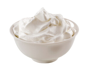 Bowl of cream isolated on white background