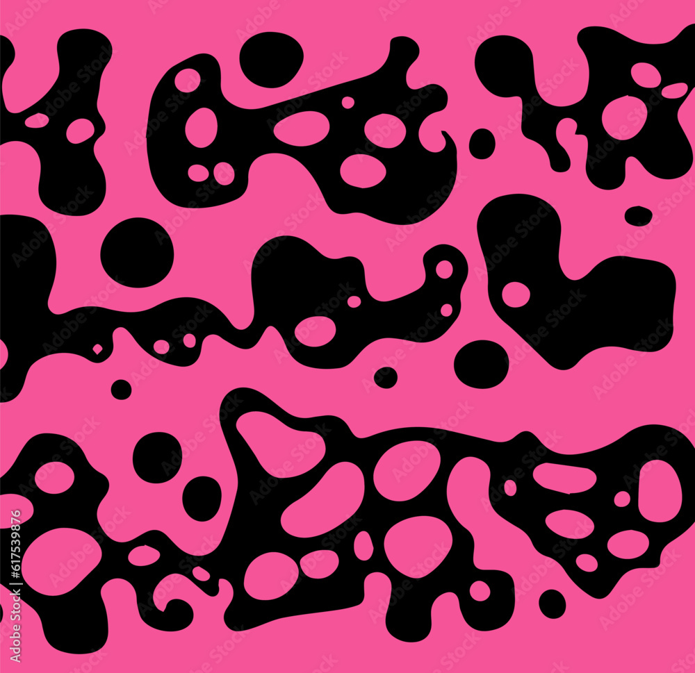 Aufkleber Abstract psychedelic black and pink backround with blobs in retro hippie style.