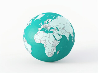 Abstract tiel globe 3d of the world on white background, AI-generated illustration

