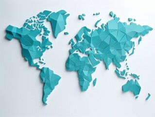 Abstract tiel map of the world on white background, AI-generated illustration 

