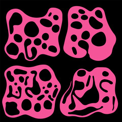 Fototapeta premium Abstract psychedelic black and pink backround with blobs in retro hippie style.