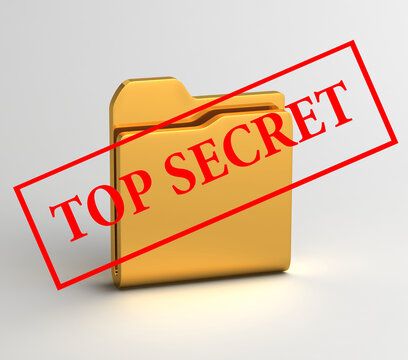 secret files computer icon 3D illustration text top secret