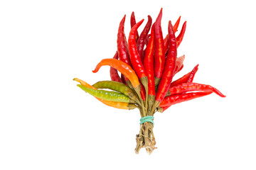 A lot of red hot pepper on a white background