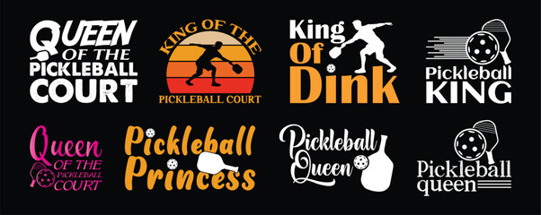 king, queen Pickleball T shirt Design Bundle, Vector Pickleball T shirt  design, Pickleball shirt,  Pickleball typography T shirt design Collection