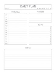 Daily Planner and To Do List Priority Notes Printable Diary Template Vector Transparent Background 