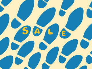 Opening highly anticipated offers and discounts. A large influx of customers on the days of promotions. Many footprints from shoes and among them the inscription sale .