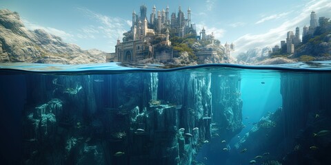 mysterious Castle built on the ocean rock