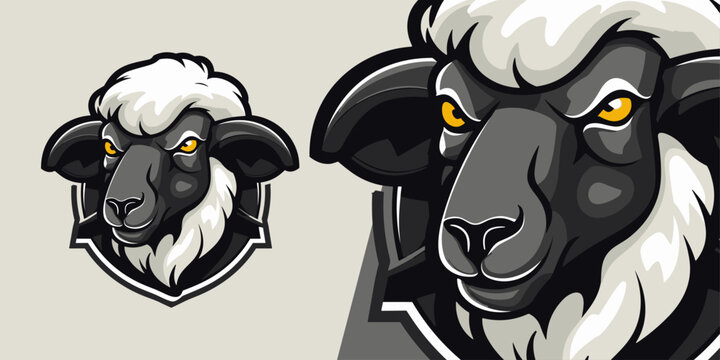 Black Sheep Logo Mascot: Distinctive Illustration Vector Graphic for Sports and E-Sports
