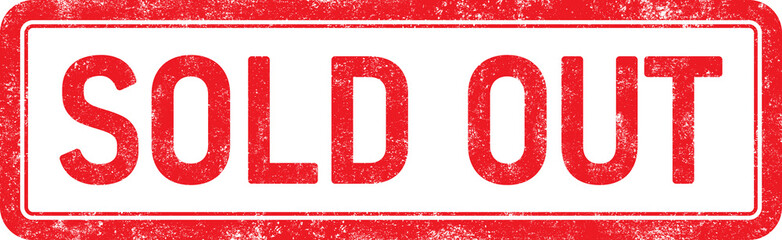 Red stamp "SOLD OUT" isolated on transparent background