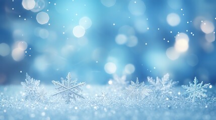 Fototapeta na wymiar Snowflakes winter background with blurry lights