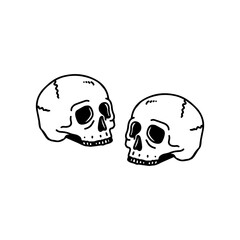 vector illustration of two skulls