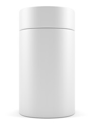 Blank advertising cylinder on white background. 3D illustration