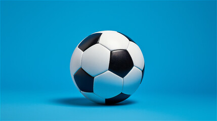 Naklejka premium Classic Soccer Ball on light blue background. Sports Illustration. Ai generative.