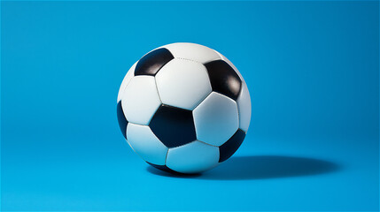 Naklejka premium Classic Soccer Ball on light blue background. Sports Illustration. Ai generative.